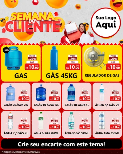 Modelo de Rede Social para Feed Instagram com o tema Semana do Cliente para Água e gás