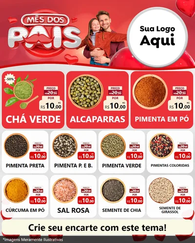 Modelo de Rede Social para Feed Instagram com o tema Mês dos Pais para Produtos Naturais