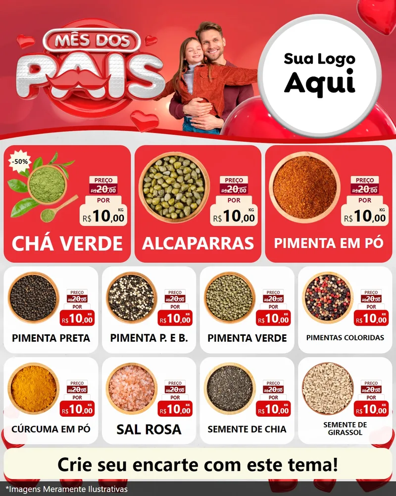 Modelo de Rede Social para Feed Instagram com o tema Mês dos Pais para Produtos Naturais