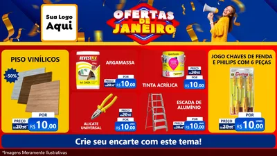 Modelo de TV para TV Horizontal com o tema Ofertas de Janeiro para Material para Construção