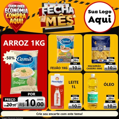 Modelo de Rede Social para Feed Facebook com o tema Fecha Mês para Supermercado