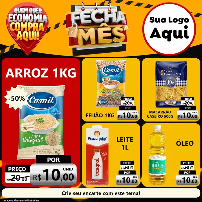 Modelo de Rede Social para Feed Facebook com o tema Fecha Mês para Supermercado
