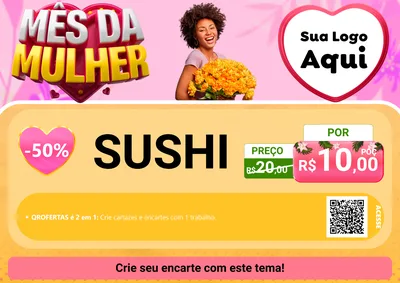 Modelo de Cartaz para Cartaz A4 Horizontal com o tema Mês da Mulher para Comida japonesa