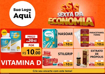 Modelo de Encarte para Encarte A4 Horizontal com o tema Sexta da Economia para Farmácia