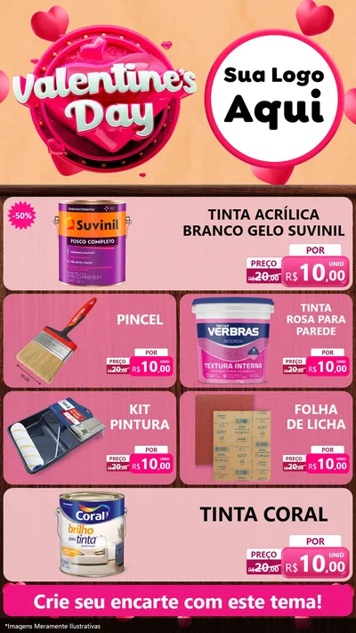 Modelo de TV para TV Vertical com o tema Valentine's Day para Tintas e Ferramentas