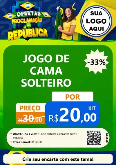 Modelo de Cartaz para Cartaz A4 Vertical com o tema Ofertas Proclamação da República para Cama, Mesa e Banho