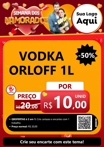 Modelo de Cartaz para Cartaz A4 Vertical com o tema Semana dos Namorados para Distribuidora de bebidas
