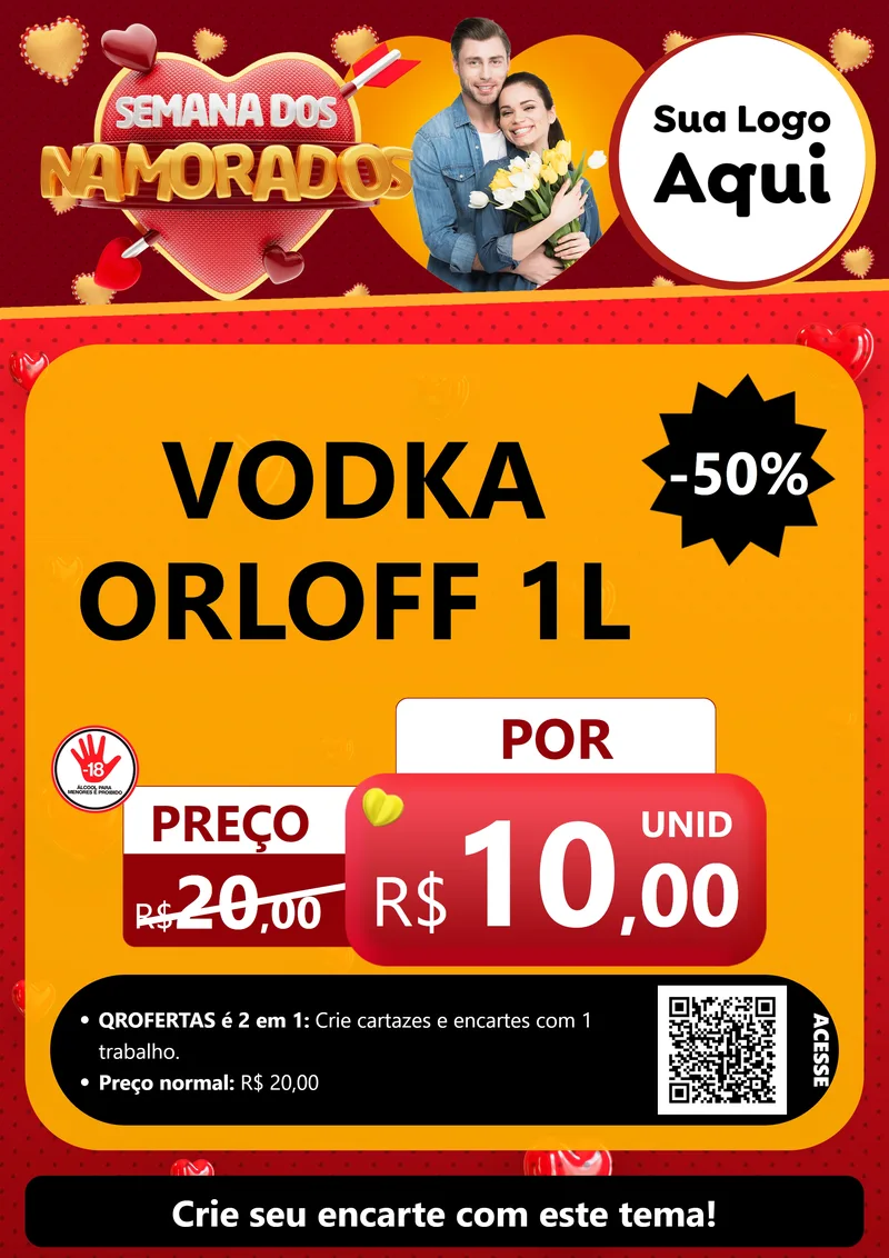 Modelo de Cartaz para Cartaz A4 Vertical com o tema Semana dos Namorados para Distribuidora de bebidas
