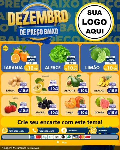 Modelo de Rede Social para Feed Instagram com o tema Dezembro de Preço Baixo para Hortifrúti