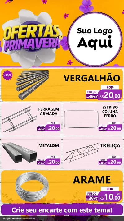 Modelo de TV para TV Vertical com o tema Ofertas Da Primavera para Ferragens
