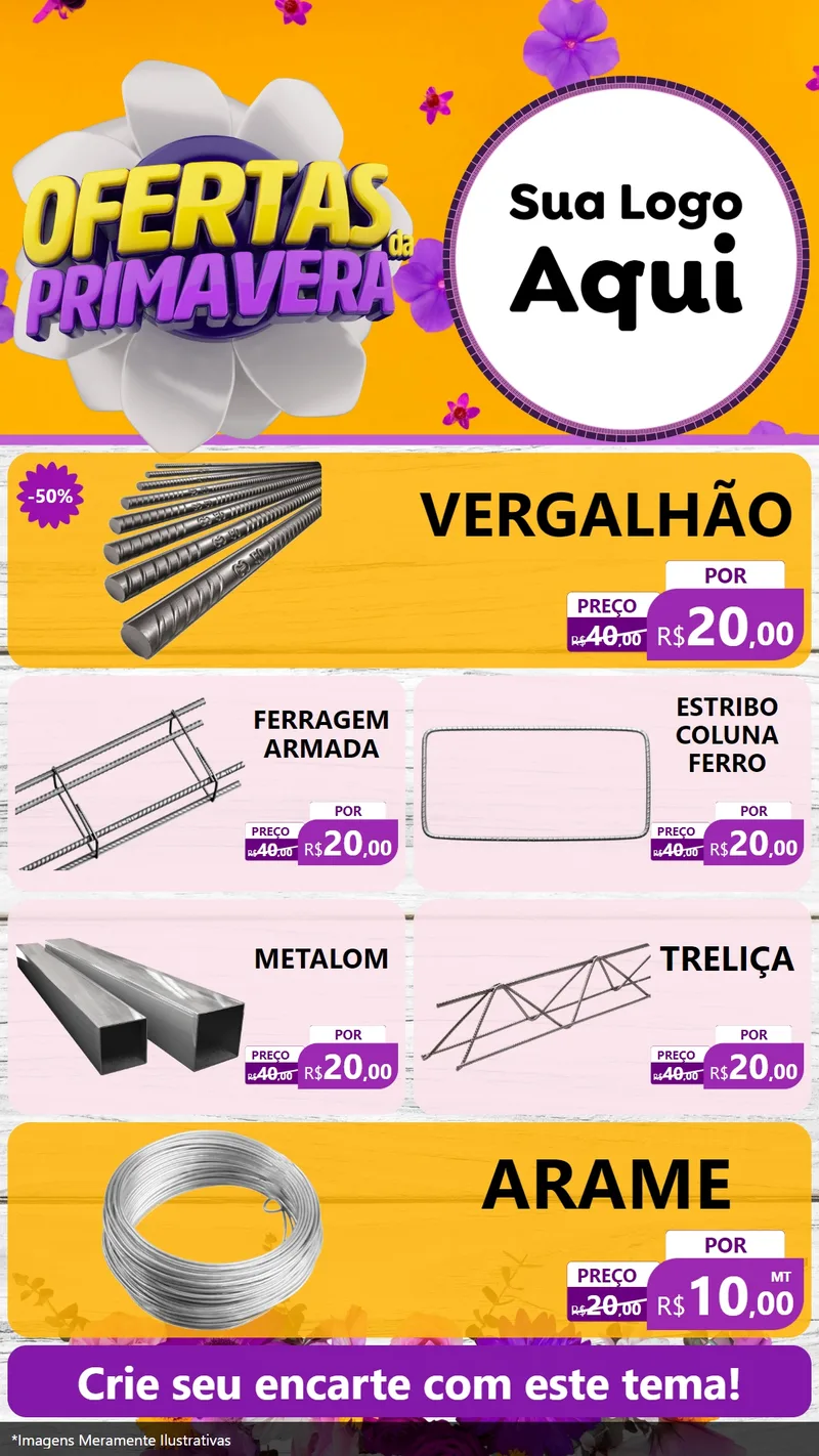 Modelo de TV para TV Vertical com o tema Ofertas Da Primavera para Ferragens