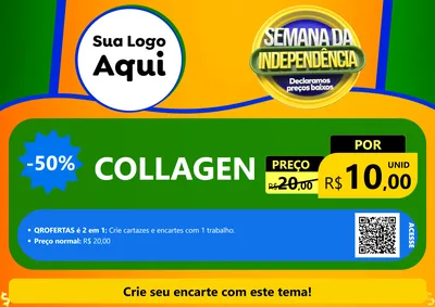 Modelo de Cartaz para Cartaz A4 Horizontal com o tema Semana da Independência Declaramos Preços Baixos para Suplementos alimentares