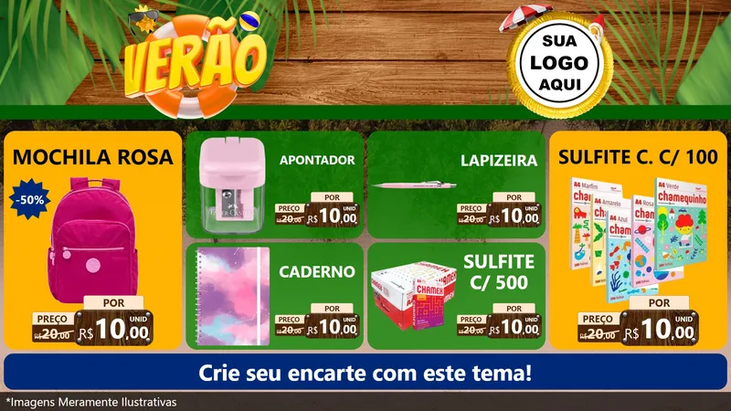 Modelo de TV para TV Horizontal com o tema Verão para Papelaria
