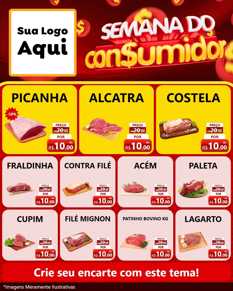 Modelo de Rede Social para Feed Instagram com o tema Semana do Consumidor para Açougue