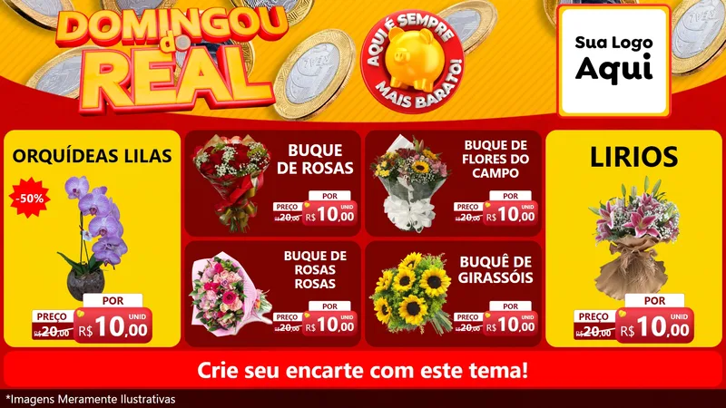 Modelo de TV para TV Horizontal com o tema Domingou do Real para Floricultura e jardim