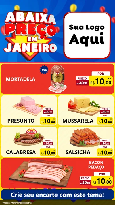 Modelo de TV para TV Vertical com o tema Abaixa Preço em Janeiro para Frios e Laticínios