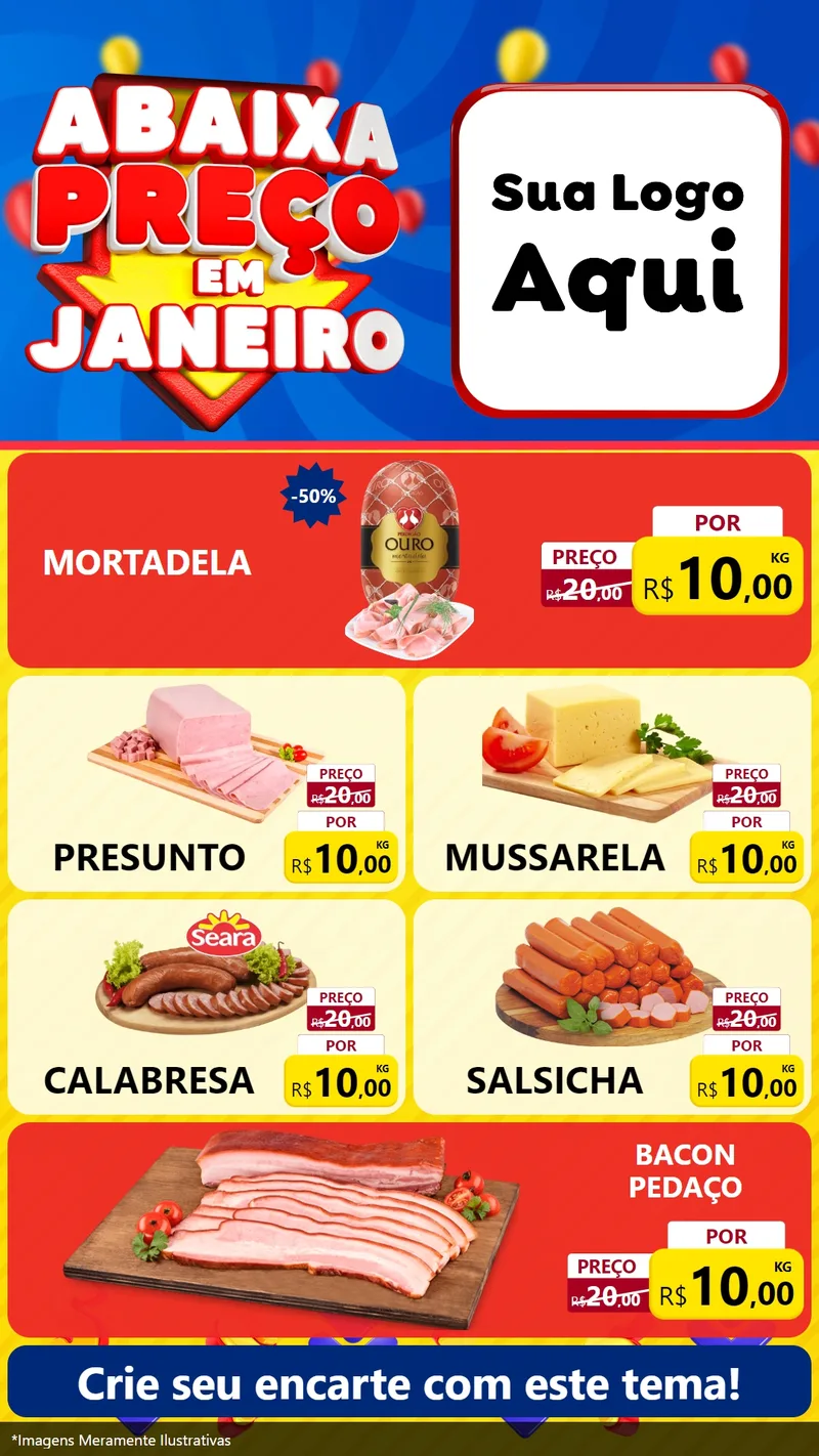 Modelo de TV para TV Vertical com o tema Abaixa Preço em Janeiro para Frios e Laticínios