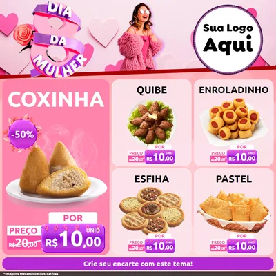 Modelo de Rede Social para Feed Facebook com o tema Dia da Mulher para Salgadaria