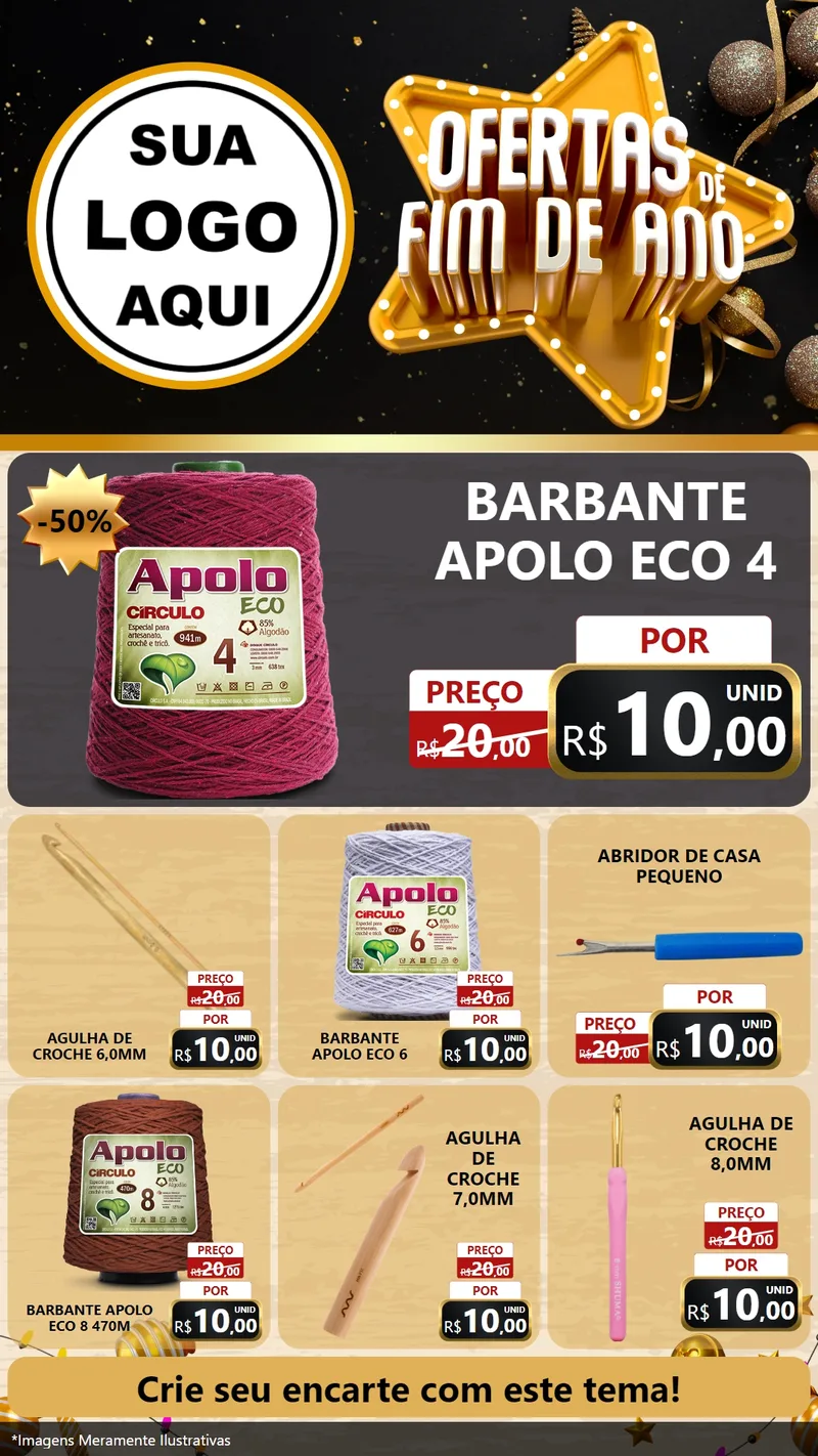 Modelo de Rede Social para Stories com o tema Ofertas de Fim de Ano para Armarinho e Aviamentos
