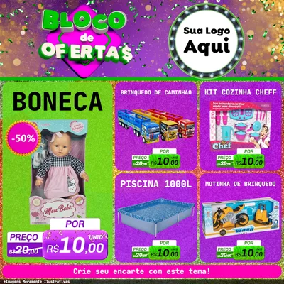 Modelo de Rede Social para Feed Facebook com o tema Bloco de Ofertas para Brinquedos