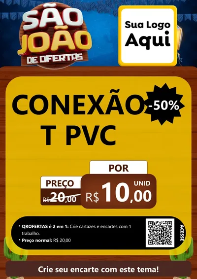 Modelo de Cartaz para Cartaz A4 Vertical com o tema São João Ofertas Imbatíveis! - Junina para Tubos e conexões
