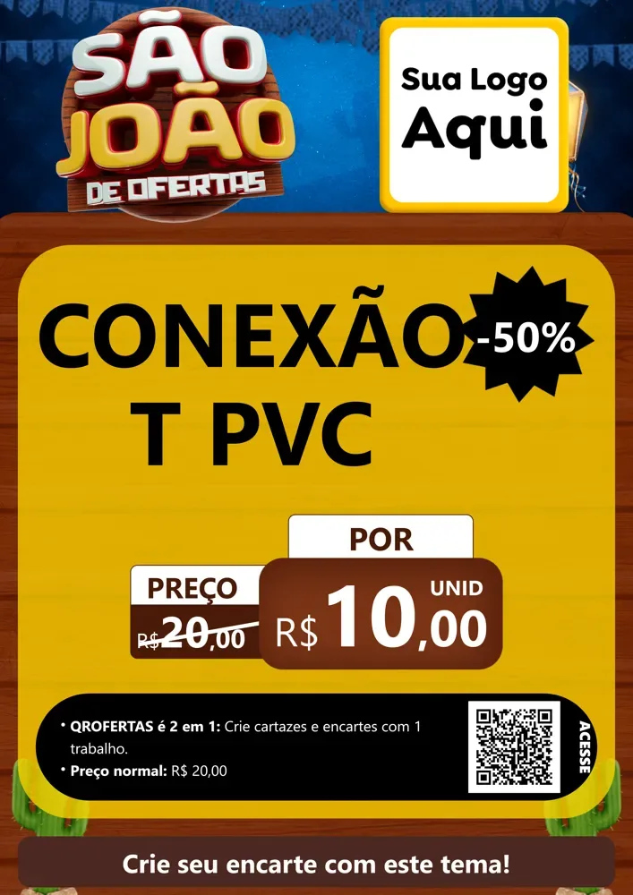 Modelo de Cartaz para Cartaz A4 Vertical com o tema São João Ofertas Imbatíveis! - Junina para Tubos e conexões