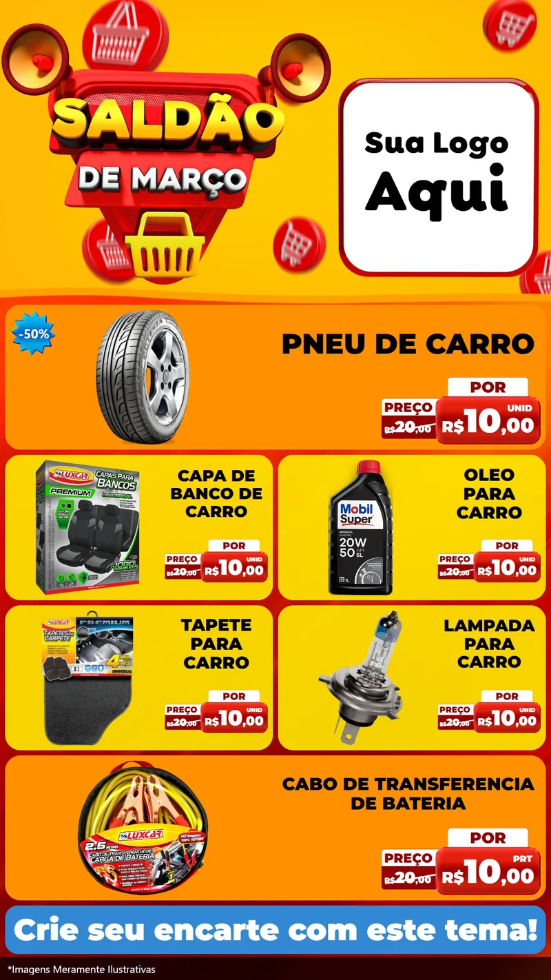 Modelo de TV para TV Vertical com o tema Saldão de Março para Auto peças