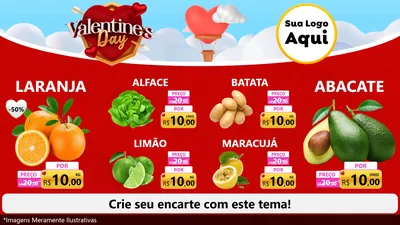 Modelo de TV para TV Horizontal com o tema Valentine's Day para Hortifrúti