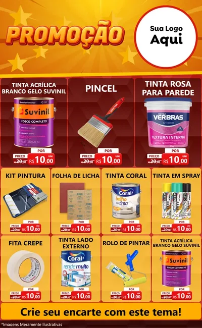 Modelo de Encarte para Encarte Grande com o tema Promoção para Tintas e Ferramentas
