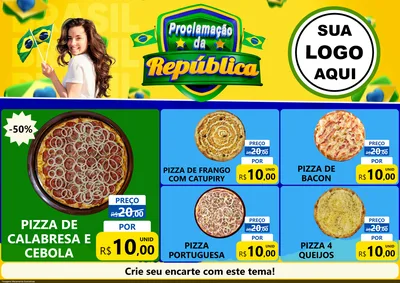 Modelo de Encarte para Encarte A4 Horizontal com o tema Proclamação da República para Pizzaria