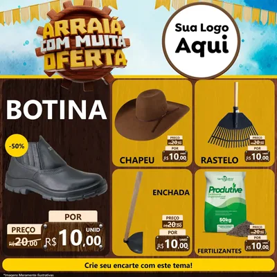 Modelo de Rede Social para Feed Facebook com o tema Ofertas de São João - Junina para Agropecuária