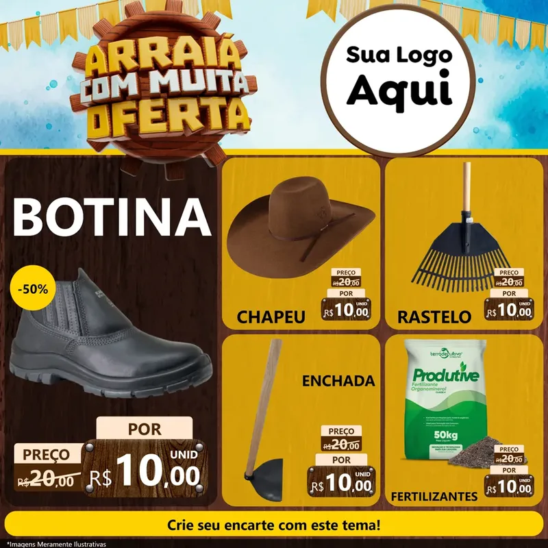 Modelo de Rede Social para Feed Facebook com o tema Ofertas de São João - Junina para Agropecuária