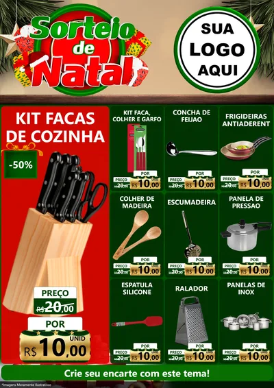 Modelo de Encarte para Encarte A4 Vertical com o tema Sorteio de Natal para Utilidades Domésticas