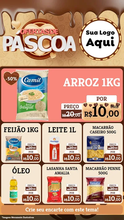 Modelo de Rede Social para Stories com o tema Ofertas de Páscoa para Supermercado