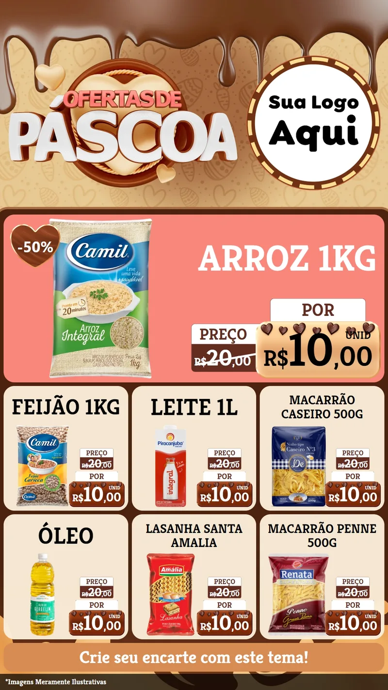 Modelo de Rede Social para Stories com o tema Ofertas de Páscoa para Supermercado