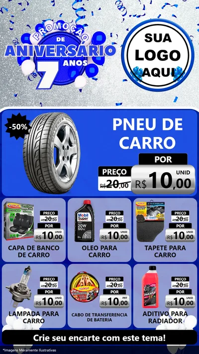 Modelo de Rede Social para Stories com o tema Promoção de Aniversário - 7 Anos para Auto peças