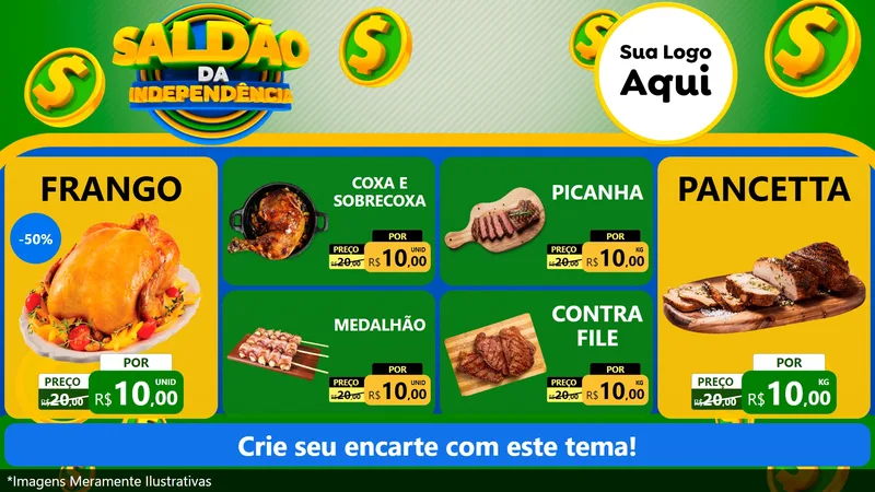 Modelo de TV para TV Horizontal com o tema Saldão da Indepêndencia para Assados