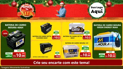 Modelo de TV para TV Horizontal com o tema Promoção de Natal para Baterias Elétricas