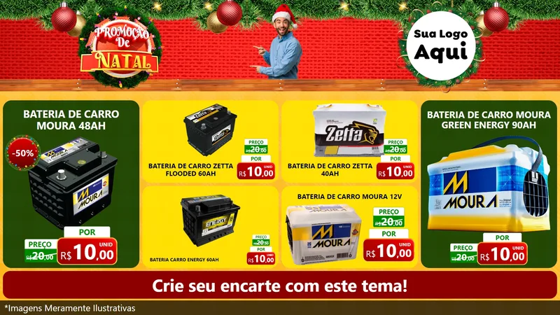 Modelo de TV para TV Horizontal com o tema Promoção de Natal para Baterias Elétricas