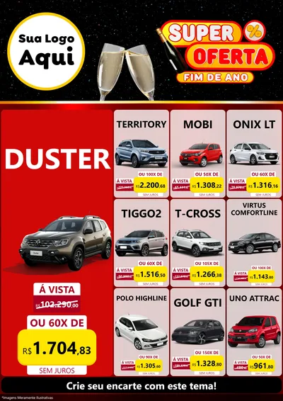 Modelo de Encarte para Encarte A4 Vertical com o tema Super Oferta Fim de Ano para Concessionaria de Carros