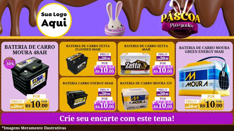 Modelo de TV para TV Horizontal com o tema Páscoa Premiada para Baterias Elétricas