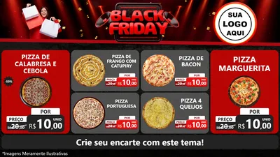 Modelo de TV para TV Horizontal com o tema Black Friday para Pizzaria
