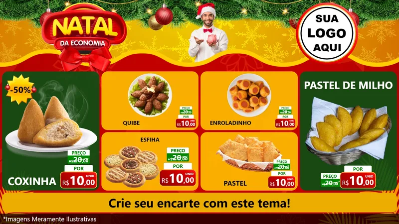 Modelo de TV para TV Horizontal com o tema Natal da Economia para Salgadaria