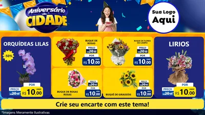 Modelo de TV para TV Horizontal com o tema Aniversário da Cidade para Floricultura e jardim