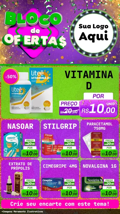 Modelo de Rede Social para Stories com o tema Bloco de Ofertas para Farmácia