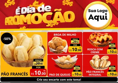 Modelo de Encarte para Encarte A4 Horizontal com o tema É Dia De Promoção para Padaria