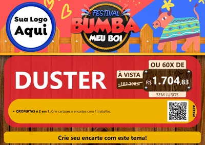 Modelo de Cartaz para Cartaz A4 Horizontal com o tema Festival Bumba Meu Boi para Concessionaria de Carros