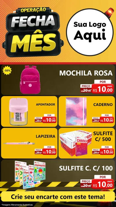 Modelo de TV para TV Vertical com o tema Operação Fecha Mês para Papelaria