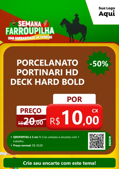 Modelo de Cartaz para Cartaz A4 Vertical com o tema Semana Farroupilha - Uma Barbaridade de Ofertas para Pisos e revestimentos