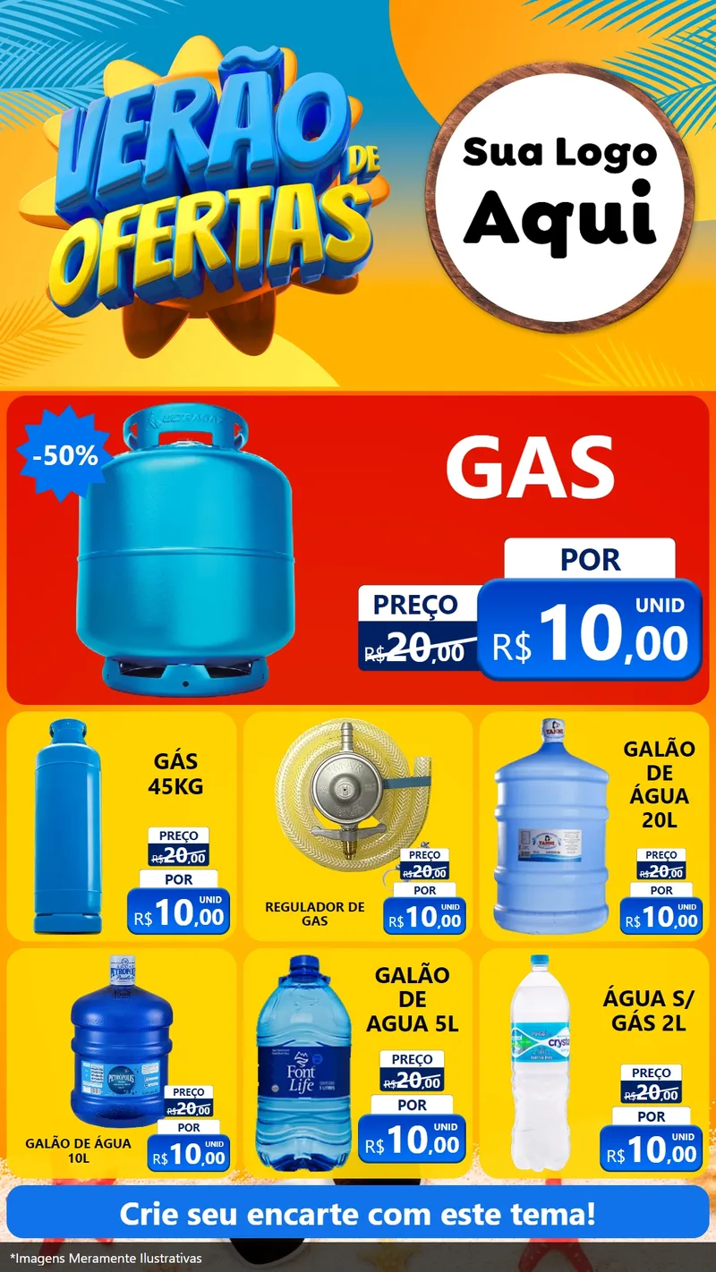 Modelo de Rede Social para Stories com o tema Verão de Ofertas para Água e gás